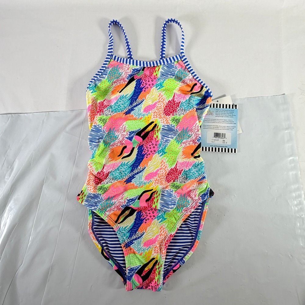 Dolfin Uglies Girls 26 Dive Deep One Piece Swimsuit Double Strap Back New